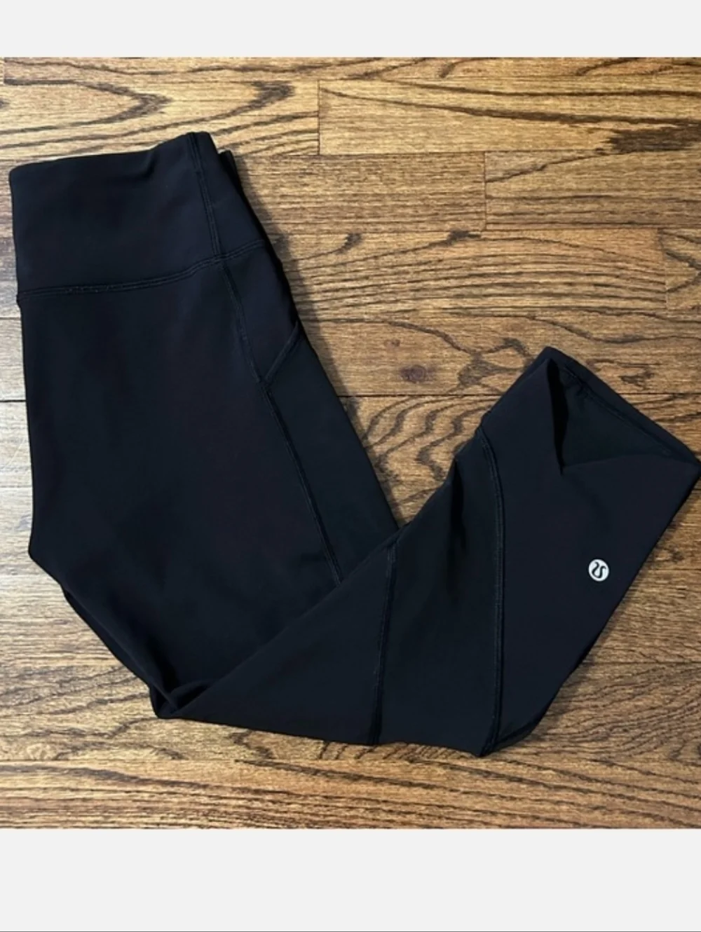 lululemon athletica Black Cropped Leggings with Side Mesh Panels